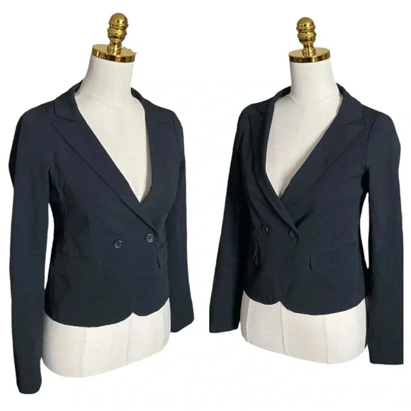 THEORY  Selkaey Double Breasted Tailored Wool Blend Jacket in Fixture Ponte Sz 2 - Picture 4 of 10